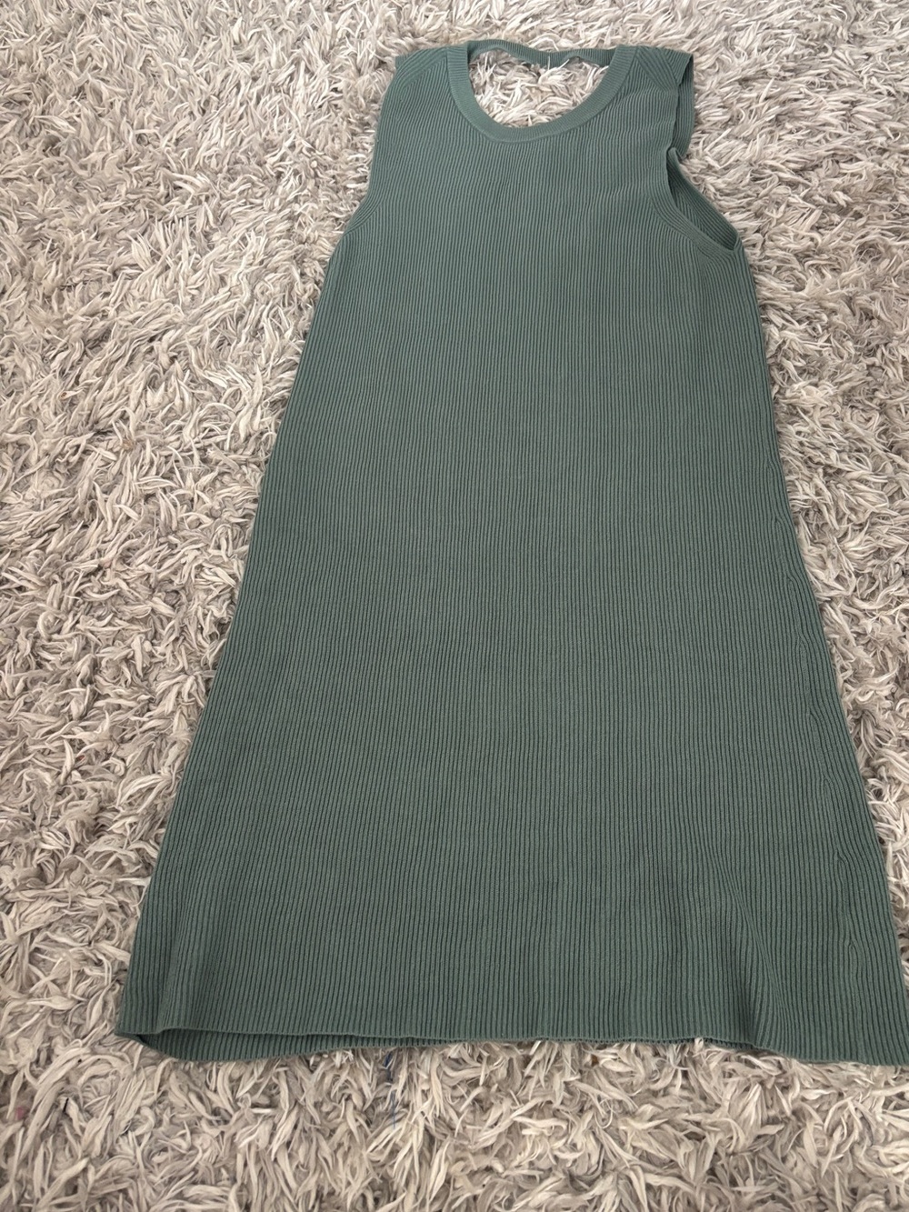 G X F Collection Ribbon Knit Dress Sage Green Side Buttons Details Size S